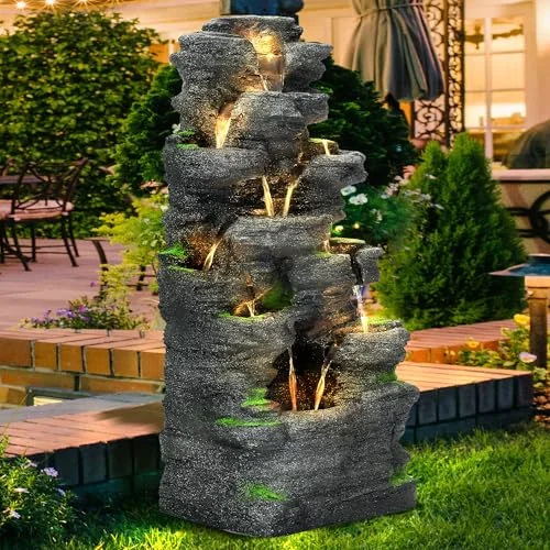 best garden fountain pump with LED lights
