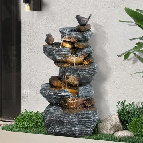 best garden water feature pump with LED lights